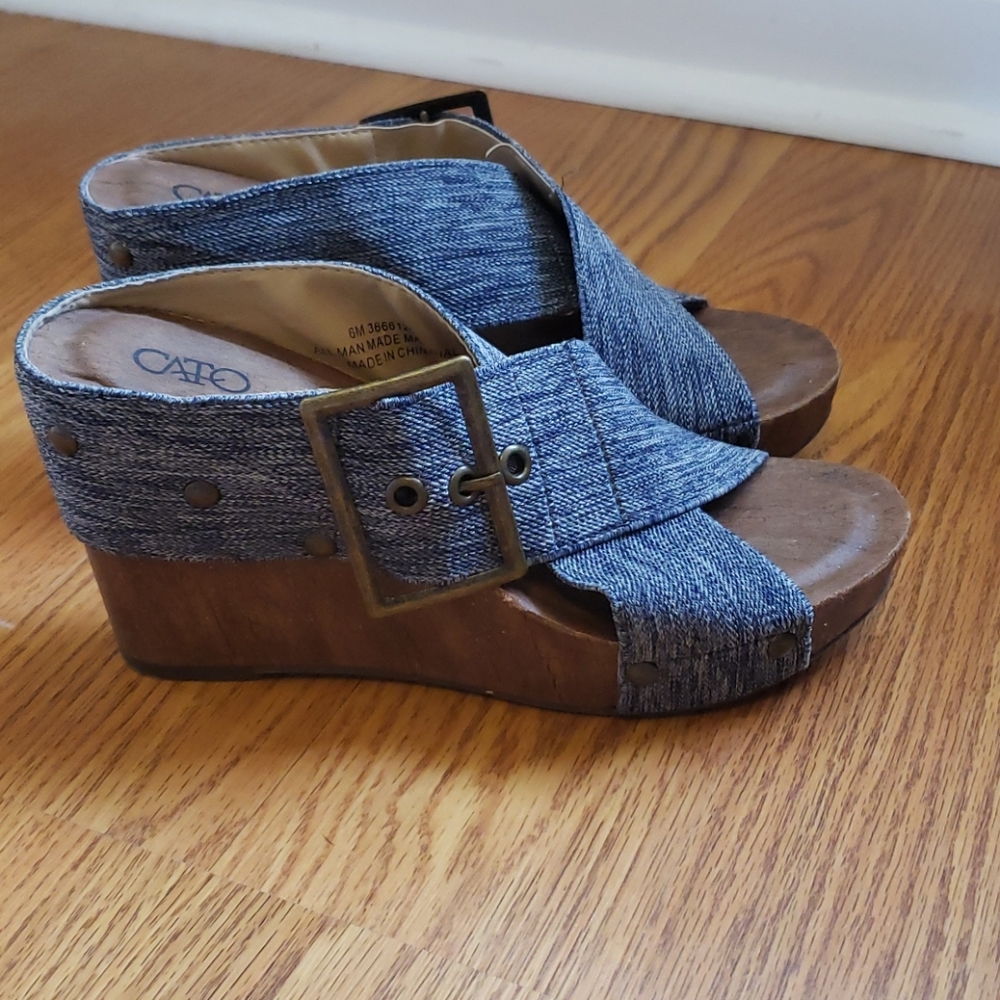 Cato Wedges with Buckle Detail Size 6